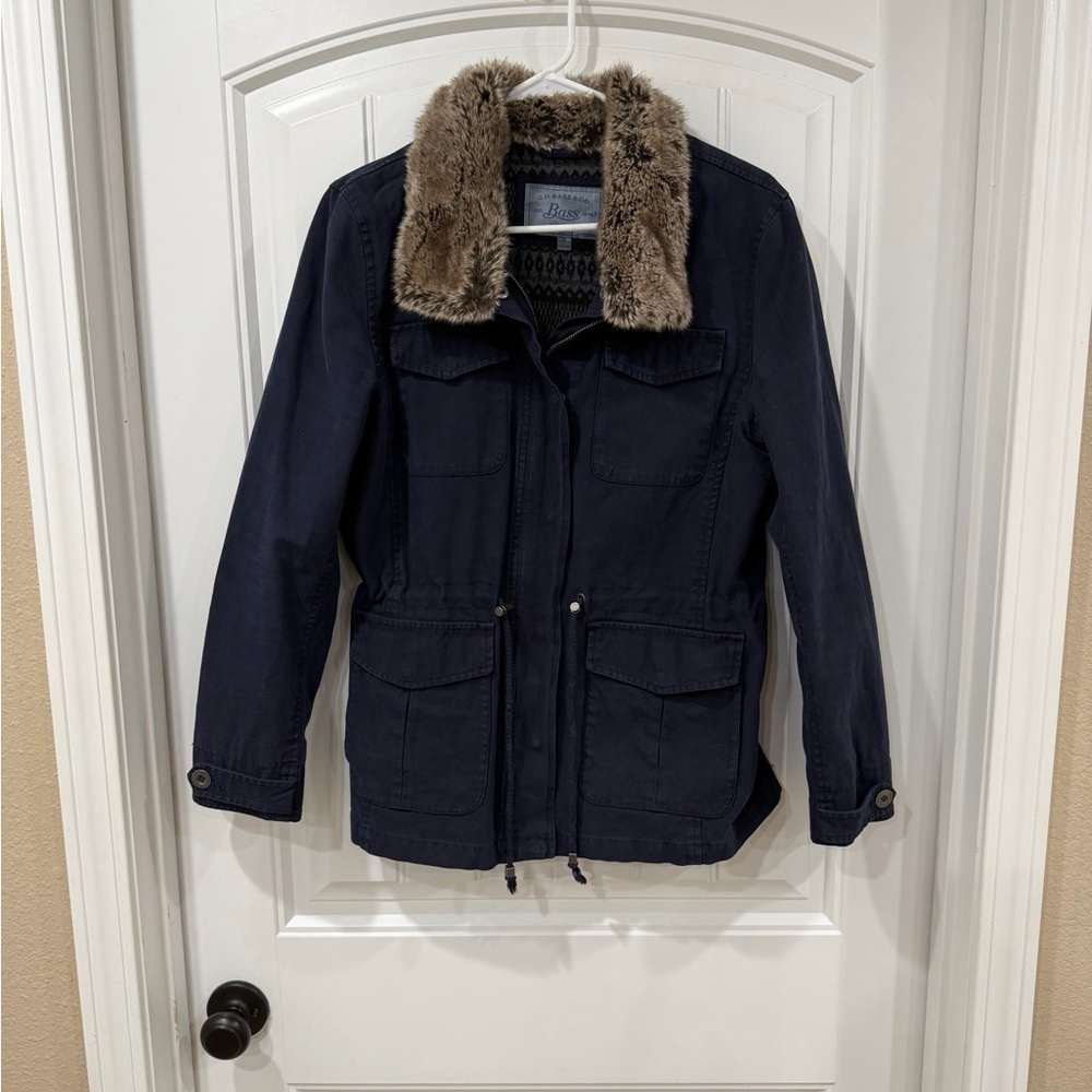 G.H. Bass & Co. Navy Blue Jacket with Faux Fur Trim